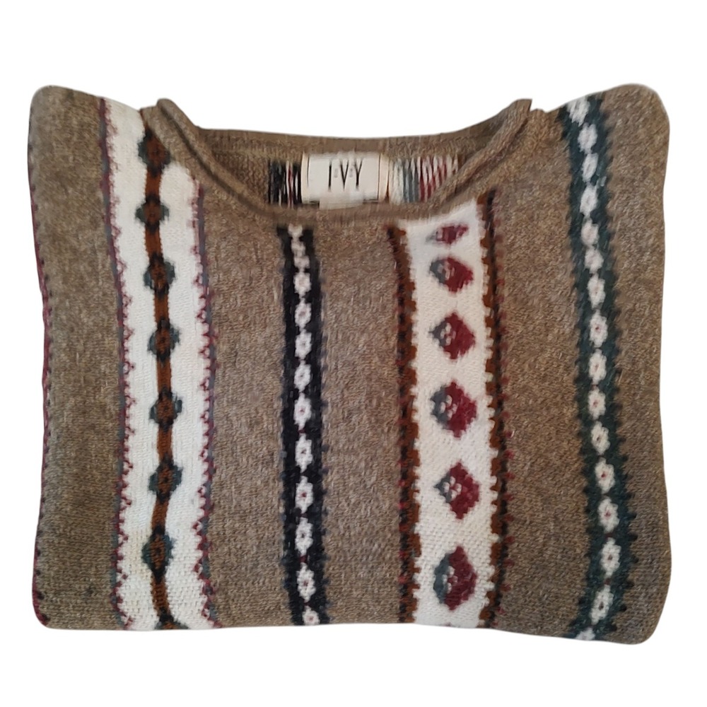 Vintage Ivy Sweater Southwest Acrylic Cotton Long Sleeve Mens Extra‎ Large SEE